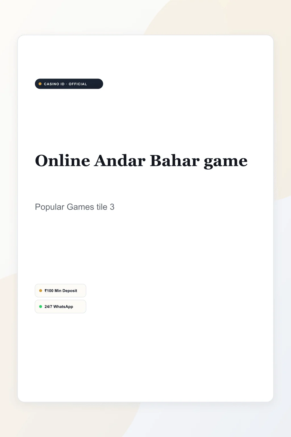 Play Andar Bahar on Casino ID