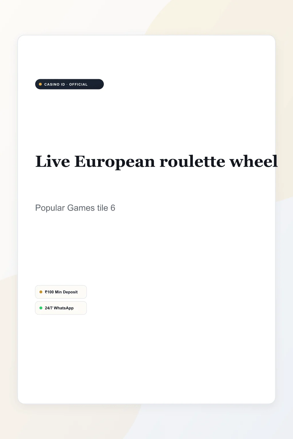 Play Roulette Live on Casino ID